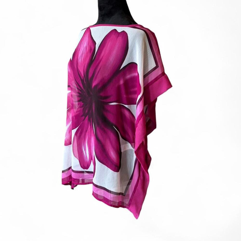 Y2K Pink Lily Graphic Tunic Sheer White Top 2000s Boho Fairycore Small - Picture 6 of 7